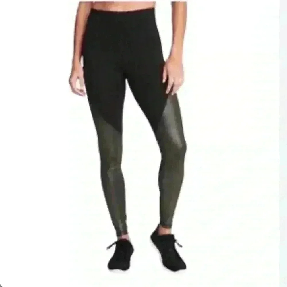 Old Navy Shimmer Elevate Compression Full-Length Leggings for Women - Black